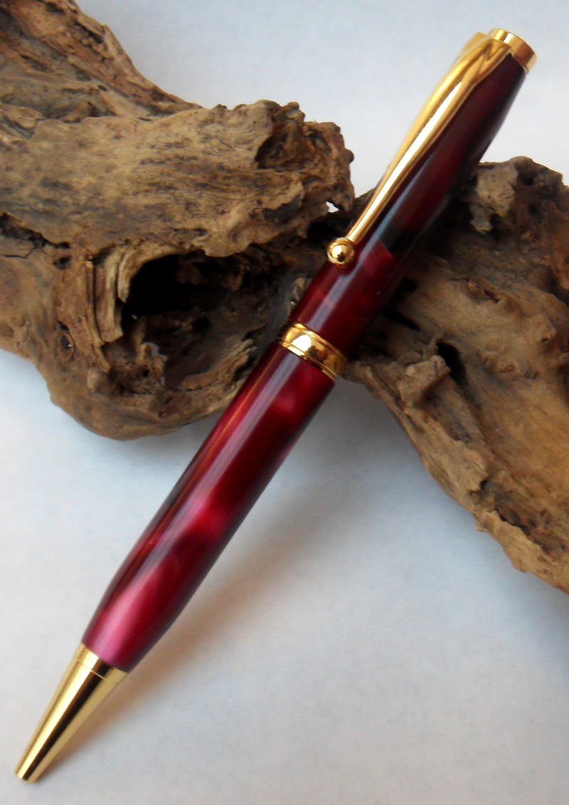 Red Wine and Black Stripe Ballpoint Pen