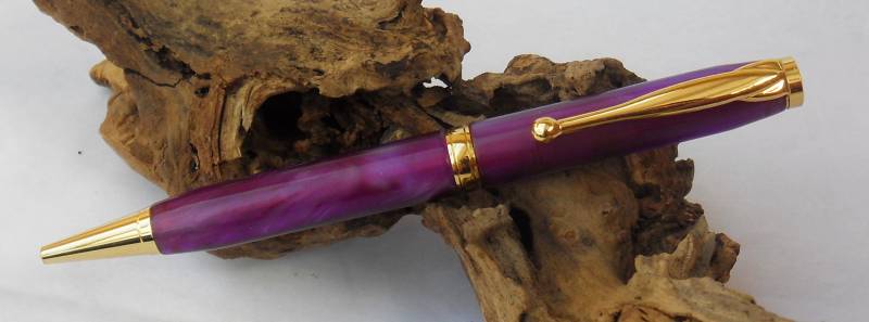 Violet Pearl and Gold Ballpoint Pen
